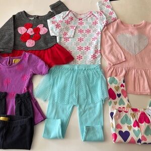12 mo girls 7 pc lot of winter outfits Carter’s, Nicole Miller , Kidtopia